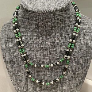 Green Glass & Bead Magnetic Necklaces/Bracelets ~ Set Of Two